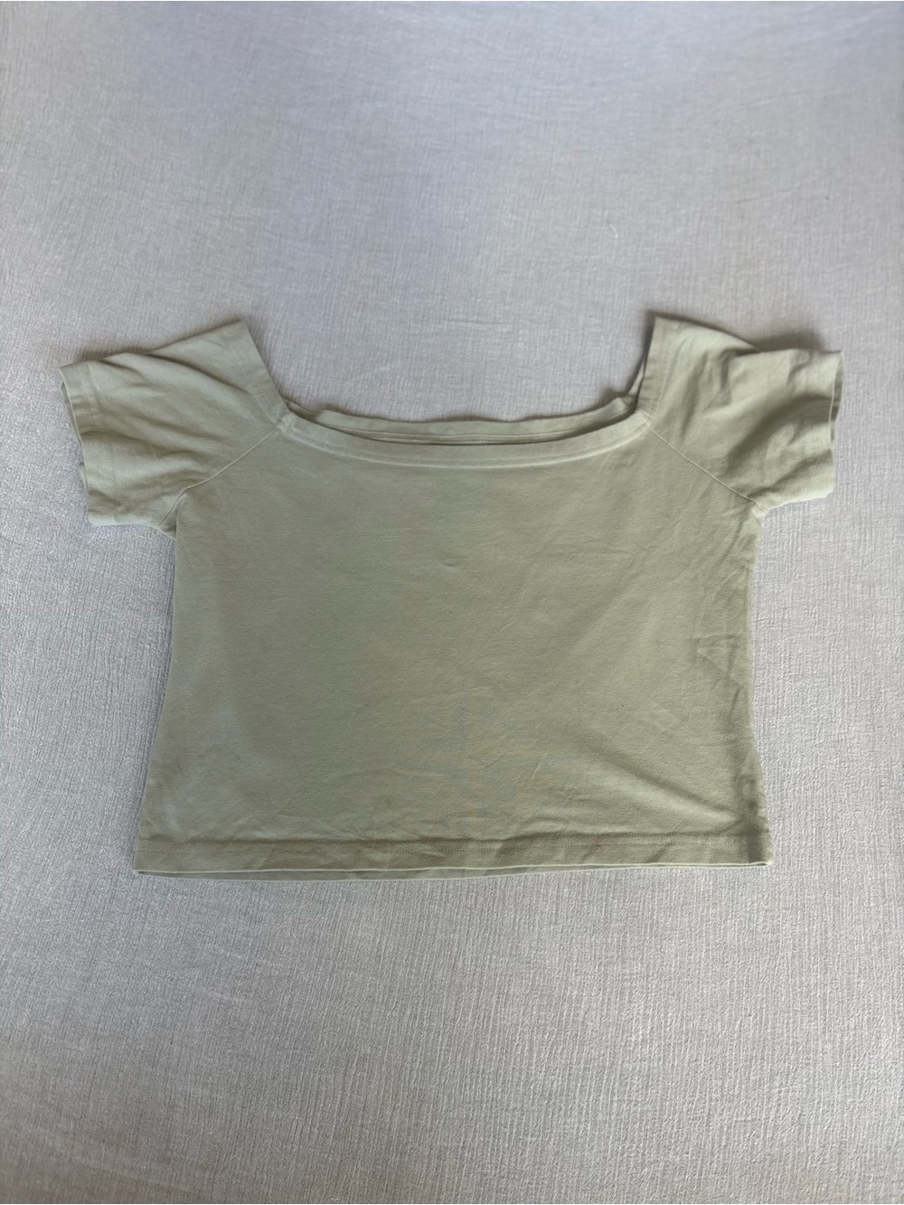 Brandy Melville Sage Green Off-Shoulder Crop Top